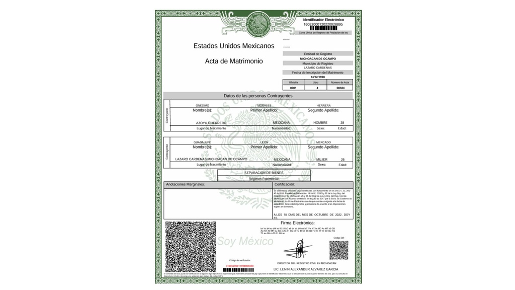 Acta de Matrimonio